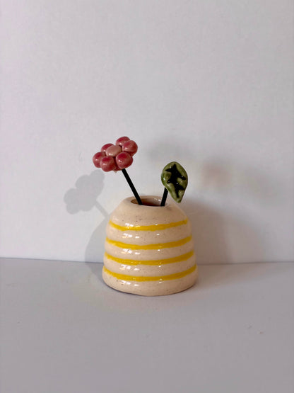 Lemon Stripe Mini Vase