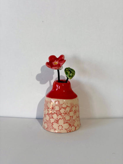Cherry Blossom Red Mini Vase