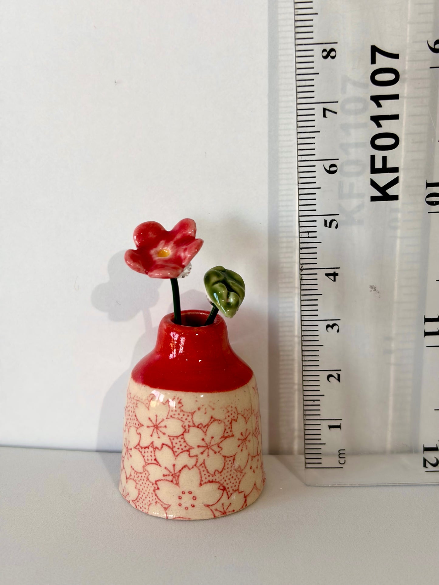 Cherry Blossom Red Mini Vase