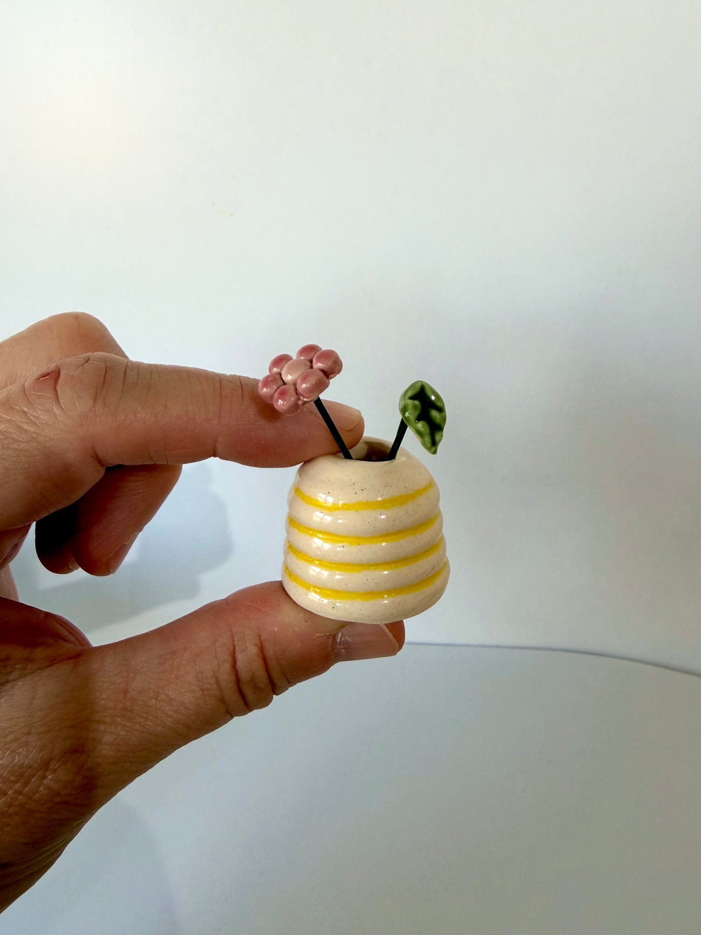Lemon Stripe Mini Vase