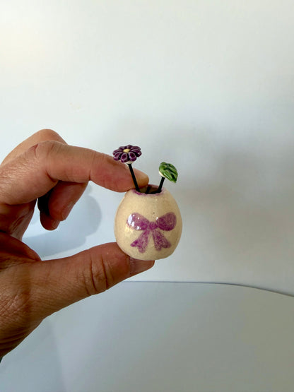 Purple Ribbon Mini Vase