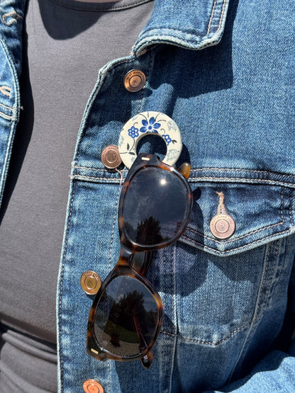 Wildflower Blue Glasses Brooch
